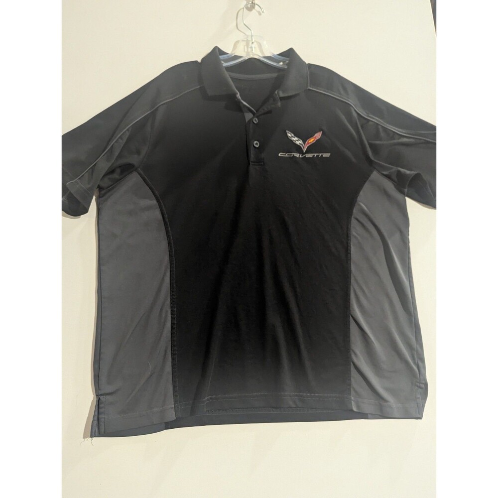 Corvette Polo Golf Shirt Short Sleeve Black Vintage Men's XL Pima Cotton READ